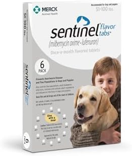 Sentinel Flavor Tabs for Dogs, 51-100 lbs, 6 Chewable Tablets, 6-month supply, White Box