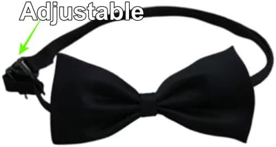 C25 Dog Pet Costume Set Sunglasses + Bow Tie for Small Breed up to 15lbs Adjustable Party Prop Cosplay Photoshoot (Sm Dog up to 15 LBS Round Black-Clear Lens +Black Bow tie)