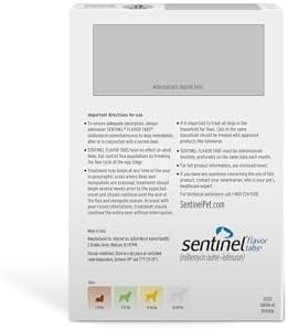 Sentinel Flavor Tabs for Dogs, 51-100 lbs, 6 Chewable Tablets, 6-month supply, White Box