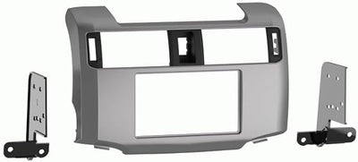 Single and Double DIN Car Stereo Radio Install Kit (Silver) Package Compatible with Toyota 4RUNNER 2010 2011 2012 & 2013 Without Factory Amplifier