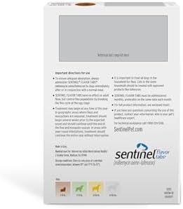 Sentinel Flavor Tabs for Dogs, 2-10 lbs, 6 Chewable Tablets, 6-month supply, Brown Box