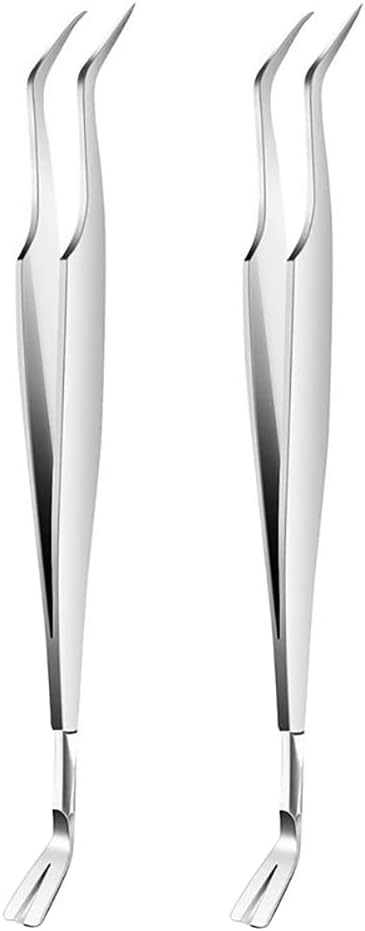 2 Pcs Stainless Steel Tick Tweezers Dual Tipped Tick Remover Tool First Aid Tweezers Tick Killer Tweezer for Human Dogs Cats