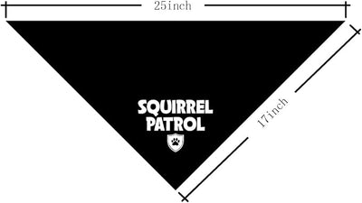 Squirrel Patrol Dog Bandana, Black Dog Bandana, Funny Cute Dog Bandana, Pet Dog Triangle Scarf, Dog Bandana for Small Medium Large Dogs, Gift for Dog Lover (D19)