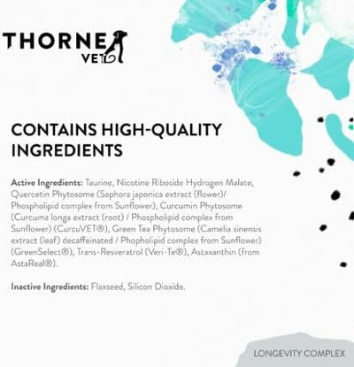 ThorneVet Longevity Supplement for Dogs & Cats - Chewable Formula to Support Healthy Aging, Inflammation Balance, and Cellular Vitality – 90 Soft Chews