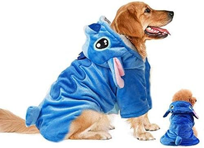 Gimilife Dog Hoodie, Blue, 2XL (70+ LB), Velvet, Cartoon Costume for Small Medium Large Dogs and Cats, Halloween Christmas Winter