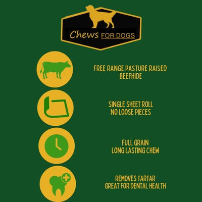 Chews for Dogs Premium Rawhide Chips. Natural Treats with Thick Cut Beef Hides (2 Pounds)