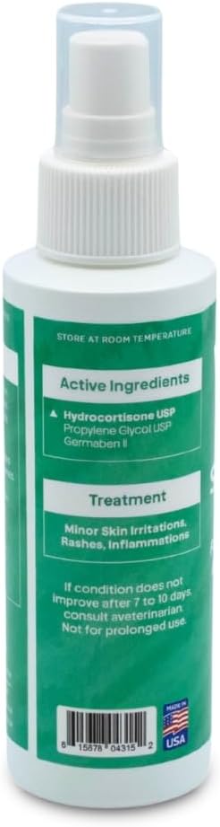 vetr Skin Relief Hydrocortisone Spray for Dogs - Topical Support for Itchy Skin and Hot Spots - 4 oz (120mL) - Vet-Formulated in USA