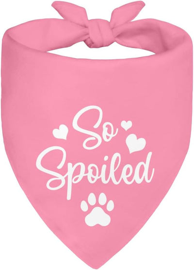 So Spoiled Pink Dog Bandana, Cute Love Printing Bandanas Decor, Funny Pet Scarf Accessories Photo Prop for Get-Together, Birthday for Girl Puppy Owner Pet Mom Dad