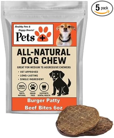 Pets Plus All-Natural Beef Patty Dog Treats 6oz – High Protein Beef Bites for Dogs, Soft Chew Training Treats, Grain Free, Single Ingredient Dog Snacks, Healthy Reward for All Dogs