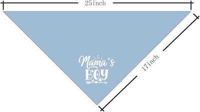 Mama’s Boy Dog Bandana, Funny Pet Triangle Scarf for Daily Walk Playdate Birthday Party Indoor or Outdoor Family Photo Outfit, Light Blue Neckerchief for Small Medium Dogs