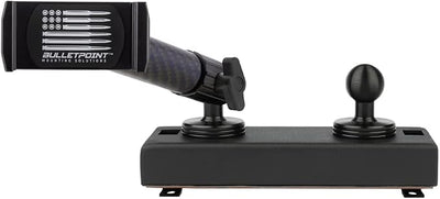 Bulletpoint Dash Mount Cell Phone Holder RAM Truck Compatible (2019+ 1500, 2500, 3500 and TRX) with 20mm Ball Mount - Compatible with iPhone and Android Smartphones (Dual Ball with 1 Phone Holder)