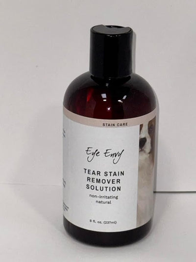 Eye Envy Tear Stain Remover Solution for Dogs. Gentle, Natural, Safe. Cleans Tear Stains. Recommended by AKC Breeders, Handlers, Groomers. 8 oz. Made in USA