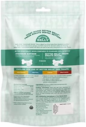 Better Belly Fresh Breath Dental Twist Sticks,Highly Digestible Rawhide for Dogs, 25 Count