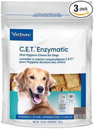 Virbac C.E.T. 3 Pack of Extra Large Enzymatic Oral Hygiene Chews for Dogs 51+ Pounds, 30 Chews Per Pack3
