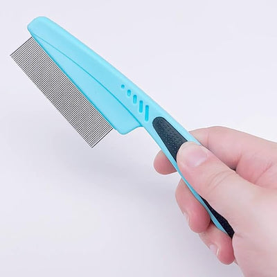 Flea Comb with Rubber Handle, Flea and Tick Combs for Dogs & Cats, Dog Comb for Grooming