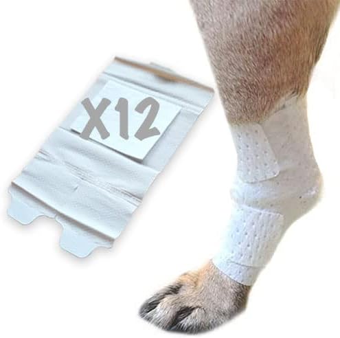 PawFlex Joint and Large Area Wound Bandages for Dogs Cats & Other Pets. Great for Leg Joint sprains and Tail Injuries! Non Adhesive Breathable Non-Slip Disposable Washable Value Pack (Small 12pk)
