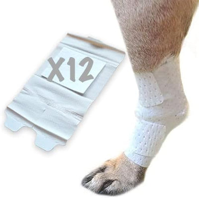 PawFlex Joint and Large Area Wound Bandages for Dogs Cats & Other Pets. Great for Leg Joint sprains and Tail Injuries! Non Adhesive Breathable Non-Slip Disposable Washable Value Pack (Medium 12pk)