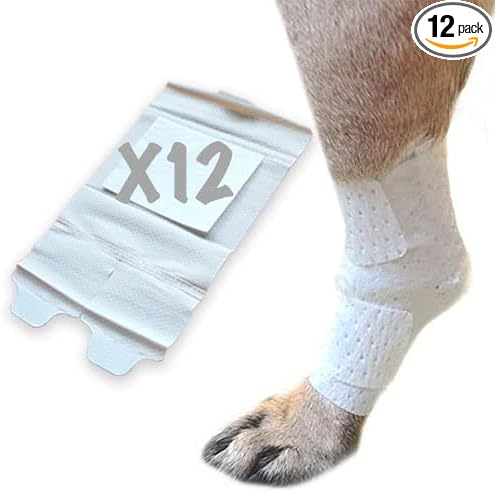 PawFlex Joint and Large Area Wound Bandages for Dogs Cats & Other Pets. Great for Leg Joint sprains and Tail Injuries! Non Adhesive Breathable Non-Slip Disposable Washable Value Pack (L/XL 12pk)
