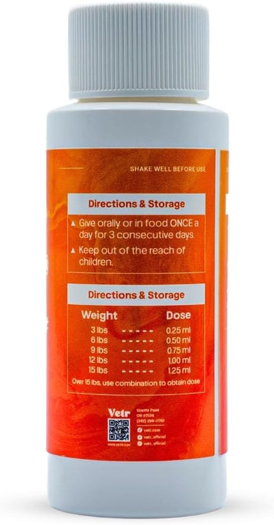 Liquid Intestinal Support for Dogs and Cats with Vetr PraziMax - Targets Tapeworms - 60mL Bottle with Dropper - Roasted Chicken Flavor