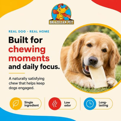 Brazilian Pet Premium Thick Cut Chips, Wholegrain Rawhide (Last Much Longer Than Traditional Chips). 100% Natural. Great Behavioral Dog Chewing Treat Solution. No Preservatives. (1 Pound)