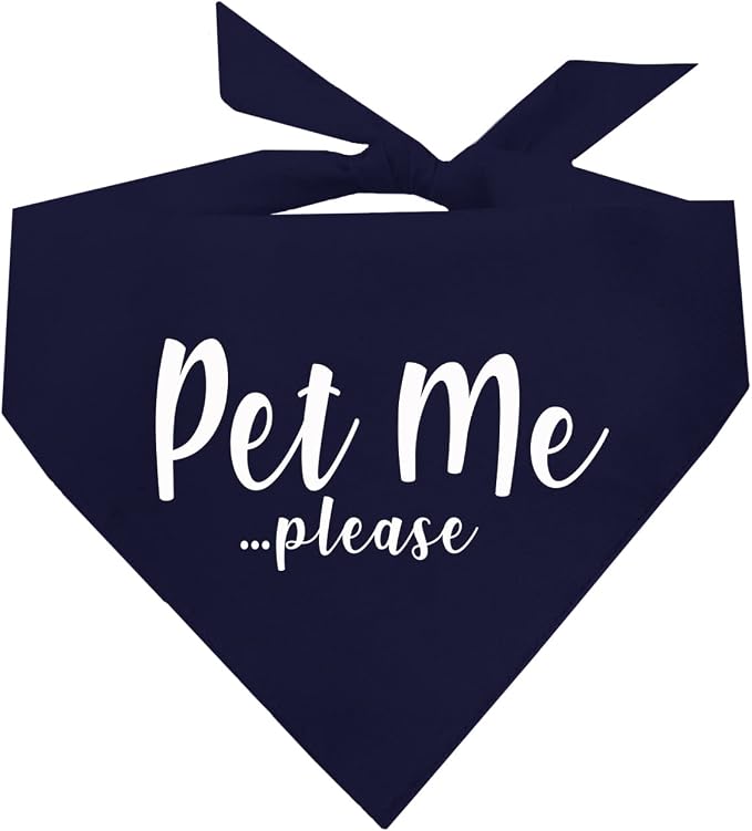 Pet Me Please Dog Bandana (Navy, XS 61)