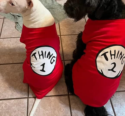 Dog Shirts for Pet Clothes Soft Breathable Puppy Shirts Pop Culture Thing 1 to Thing 9 Printed Pet T-Shirt (RED-1, XX-Large)