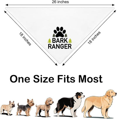 Bark Ranger White Dog Bandana, Funny Gifts for Dog Lover Mom Dad, Puppy Scarf Photo Prop for Explore Outdoor Adventure Hiking Camping Mountain, Gifts for Ranger, Pet Scouts Bandana