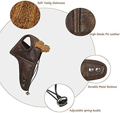 Leconpet Dog Aviator Hat, Dog Winter Pilot Hat with Ear Flaps for Cold Weather (XXL, Coffee)
