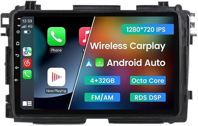 5GWiFi Upgrade Car Stereo Radio for Honda Vezel HR-V HRV 2013-2022 - Biorunn Android 8-Core Wireless Carplay Android Auto GPS Navigation - 4GB+32GB 9 Inch Touchscreen Blue-Tooth RDS FM AM DSP