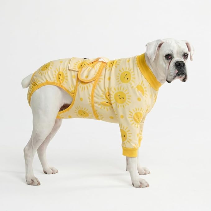 Spark Paws Dog Surgery Recovery Suit – Dog Recovery Suit After Surgery, Anti-Lick Dog Onesie, Abdominal Wound Protector, Soft Cone Alternative for Spay Neuter Male Female Pet Recovery - Sunshine - 3XL