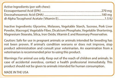 Healthy Breeds Pug Omega HP Fatty Acid Skin and Coat Support Soft Chews 60 Count