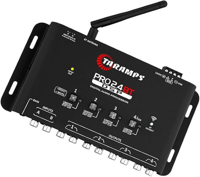 Taramps Pro 2.4 BT Bluetooth DSP Crossover Full, Digital Signal Processor, Car Audio Equalizer with App, Gain up to 9V, 15 Band Graphic Equalization, 12 preset EQ, 2 in and 4 Out, High Level Input