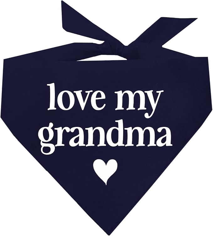 Love My Grandma Mother's Day, Valentine's Day Dog Bandana (Navy, XS 399)