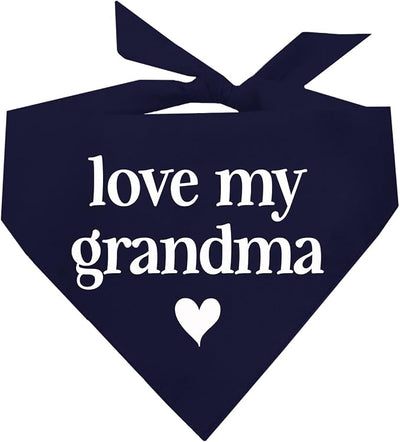 Love My Grandma Mother's Day, Valentine's Day Dog Bandana (Navy, OS 399)