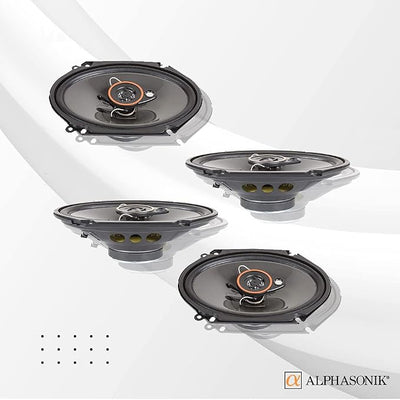 Alphasonik AS268P Loudspeakers 2 Pairs of 6X8 350W Max 3-Way Speakers 4 Ohms Premium Quality Audio Door Speakers for Car or Truck Stereo Sound System