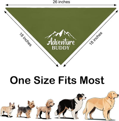 Adventure Buddy Green Dog Bandana, Funny Puppy Scarf Photo Prop for Explore Outdoor Adventure Hiking Camping Mountain, Unique Gifts for Pup Lover, for Ranger, Dog Scouts Bandana
