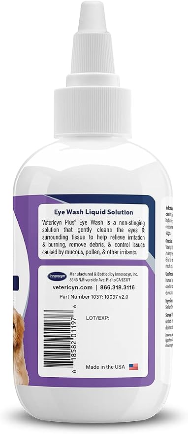 Vetericyn Plus Dog and Cat Eye Wash | Eye Drops for Dogs and Cats to Flush and Soothe Eye Irritations, Dog Tear Stain Cleaner, Safe for All Animals. 3 Ounces