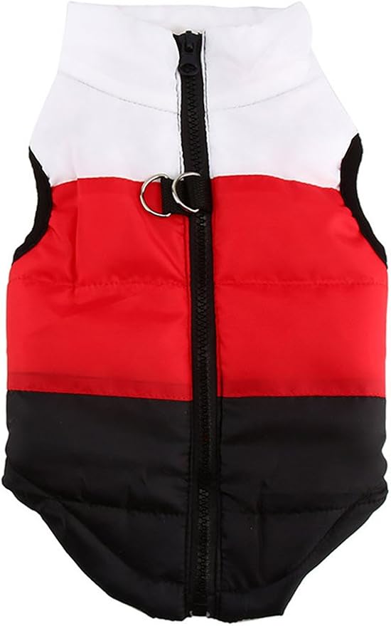 Winter Dog Vest - Warm Windproof Coat for Small Medium Dogs in White/Red/Black - XXS