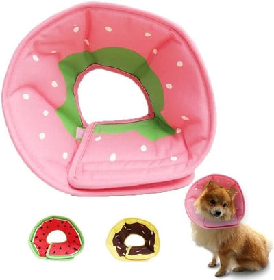 Soft Dog Cone, Lightweight Elizabethan Collar for Dogs, Adjustable Soft Cones for Dogs/Cats to Stop Licking After Surgery, Cute Strawberry Cone of Shame Alternatives for Pets(X-Large)