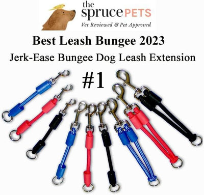 BUNGEE DOG LEASH EXTENSION – Patented Shock Absorber Attachment Protects You and Your Dogs – Works with ANY Leash & Collar or Harness – a MUST for Retractable Leashes – PICK SIZE/COLOR BELOW