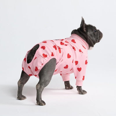 Spark Paws Dog Surgery Recovery Suit – Dog Recovery Suit After Surgery, Anti-Lick Dog Onesie, Abdominal Wound Protector, Soft Cone Alternative for Spay Neuter Male Female Pet Recovery, Pink Hearts,L
