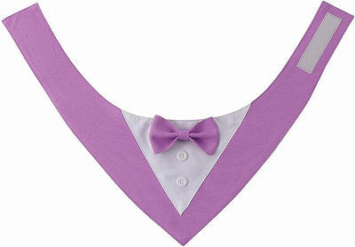 Tuxedo Dog Collar for Wedding Engagement and Birthday, Formal Dog Bandana Collar Costume with Bow Tie and Adjustable Buckle,Suitable for Small Medium Large Dog. (Purple, L)