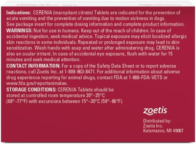 Cerenia (maropitant Citrate) for Dogs, 160 mg (Red), 4 Tablets