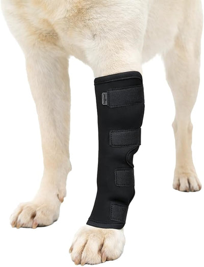 Long Front Leg Brace for Dogs – Anti-Lick Sleeve & Carpal/Wrist Support for Sprains, Arthritis, Wound Protection & Injury Recovery – Soft Adjustable Compression Wrap for Left or Right Front Leg Medium