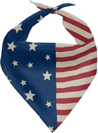 KEIAHUAN Patriotic Dog Bandanas American Flag Handkerchief Scarf Triangle Bandana Reversible Adjustable Holiday Scarves for Boy and Girl