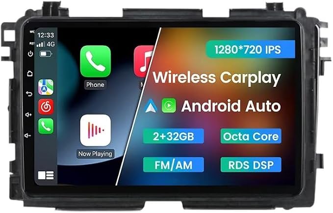 Android Stereo Double Din for Honda Vezel HR-V HRV 2013-2022, 9 Inch Car Radio Wireless Wired Car-Play Android Auto GPS Navigation IPS Touchscreen Blue-Tooth FM AM RDS DSP Head Unit, 2GB RAM 32GB ROM