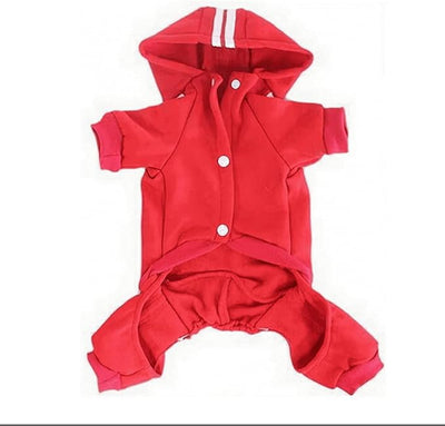 Weowin Pet Outfit - Cute Dog Hoodie Sweater Tracksuit Winter Clothes Jumpsuit Pajamas 4-Legs Red for Puppy Small Medium Large Dogs Boy or Girl (3X-Large)