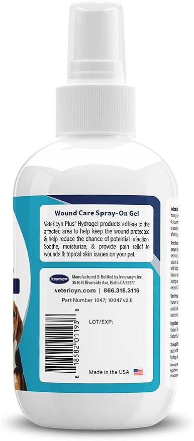 Vetericyn Plus Dog Wound Care Hydrogel Spray | Healing Aid and Wound Protectant, Sprayable Gel to Relieve Dog Itchy Skin, Safe for All Animals. 3 Ounces