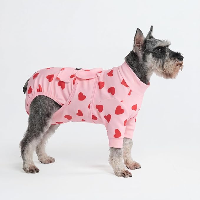 Spark Paws Dog Surgery Recovery Suit – Dog Recovery Suit After Surgery, Anti-Lick Dog Onesie, Abdominal Wound Protector, Soft Cone Alternative for Spay Neuter Male Female Pet Recovery, Pink Hearts,M