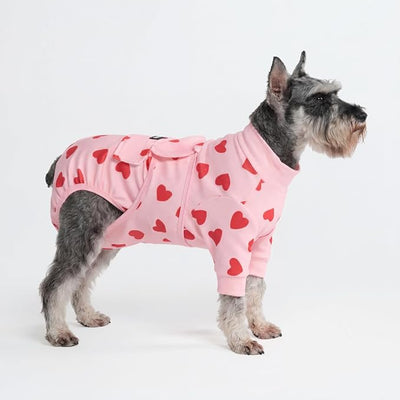 Spark Paws Dog Surgery Recovery Suit – Dog Recovery Suit After Surgery, Anti-Lick Dog Onesie, Abdominal Wound Protector, Soft Cone Alternative for Spay Neuter Male Female Pet Recovery, Pink Hearts,M